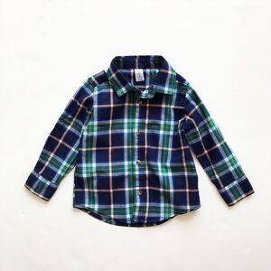 Old Navy green/blue plaid button down shirt EUC 2T